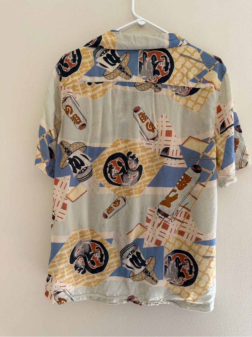 ALLSAINTS Abstract Print Camp Collar Button-Up Shirt Relaxed Fit Small - Picture 3 of 4